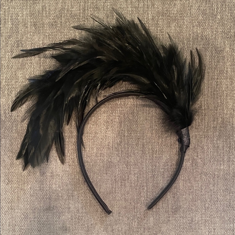 Elegant Black Feather Headband headpiece